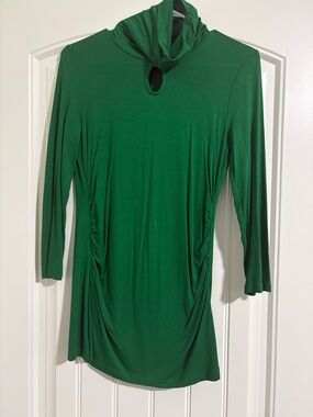 New York & Company Green Long-Sleeve Cowl Neck Blouse